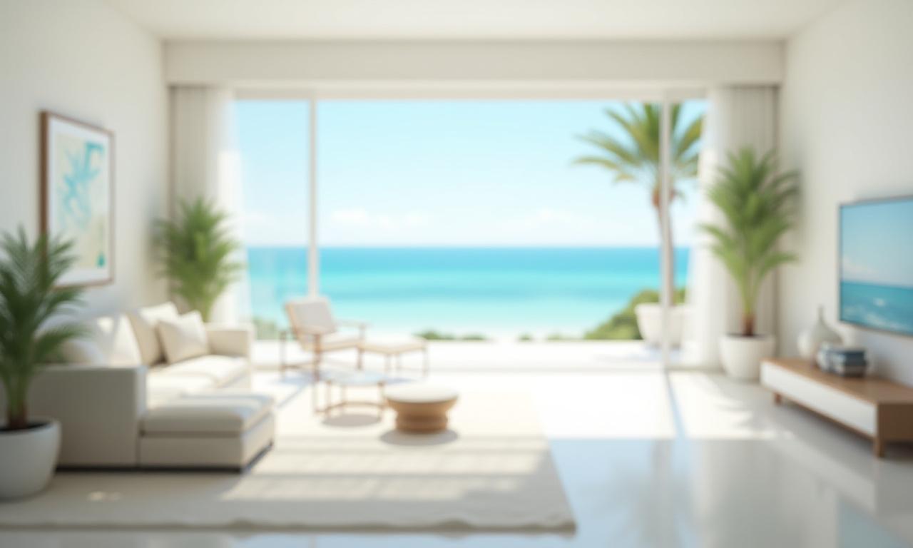 Bright clean living room with ocean view in Marco Island